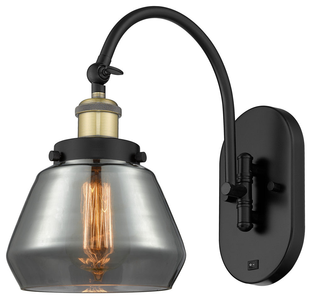 Innovations 918-1W-BAB-G173 Fulton 1 Light 7" Sconce, Black Antique Brass