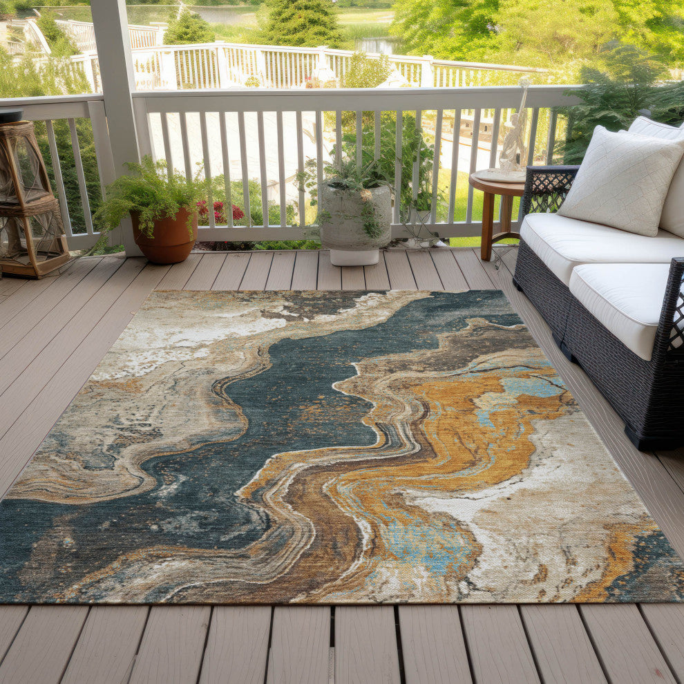 Machine Washable Indoor/Outdoor Chantille ACN1907 Wheat 9' x 12' Rug