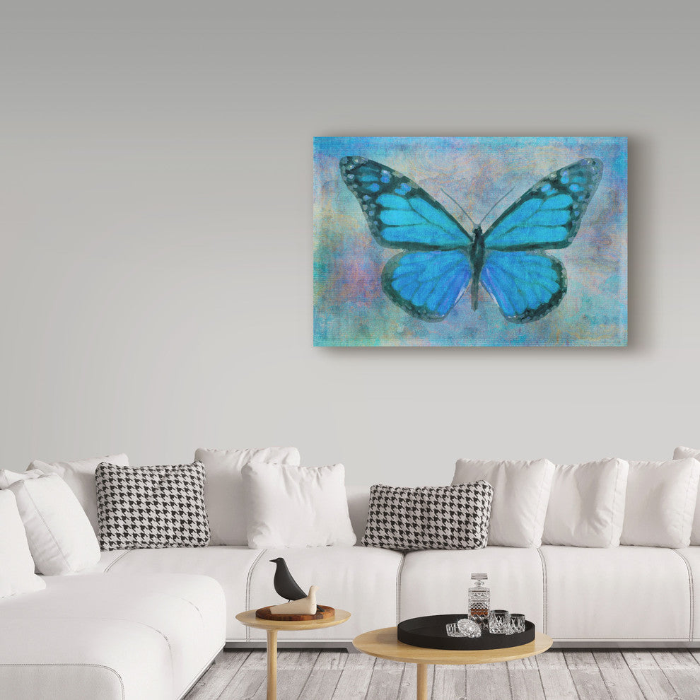 "Blue Butterfly Watercolor" by Cora Niele, Canvas Art, 22"x32"