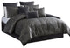 Benzara BM283917 10 Piece Polyester King Comforter Set, Damask Pattern, Gray