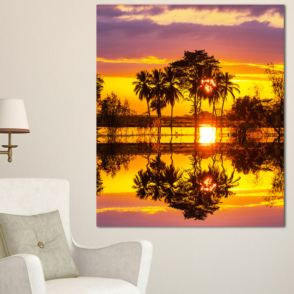 Trees Mirrored in Flooded Waters, Landscape Wall Art on Canvas, 30"x40"