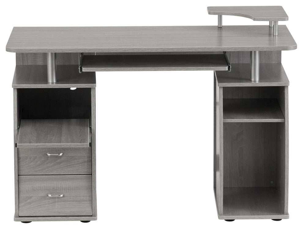 Techni Mobili Complete Computer Workstation Desk With Storage, Grey