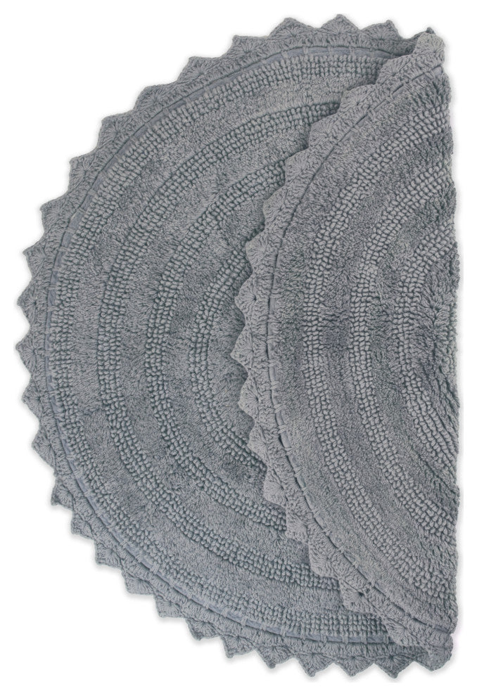 Gray Round Crochet Bath Mat