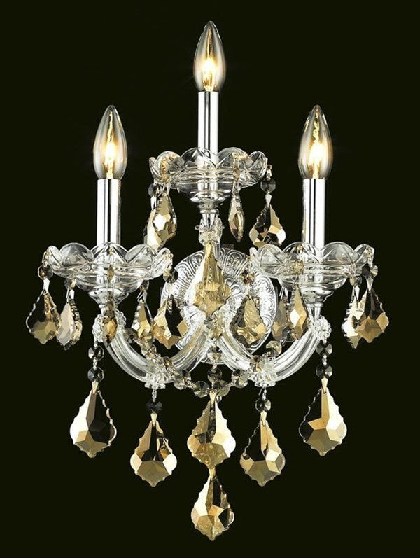 Elegant Maria Theresa Wall Sconce, Chrome Finish With Royal Cut Crystal
