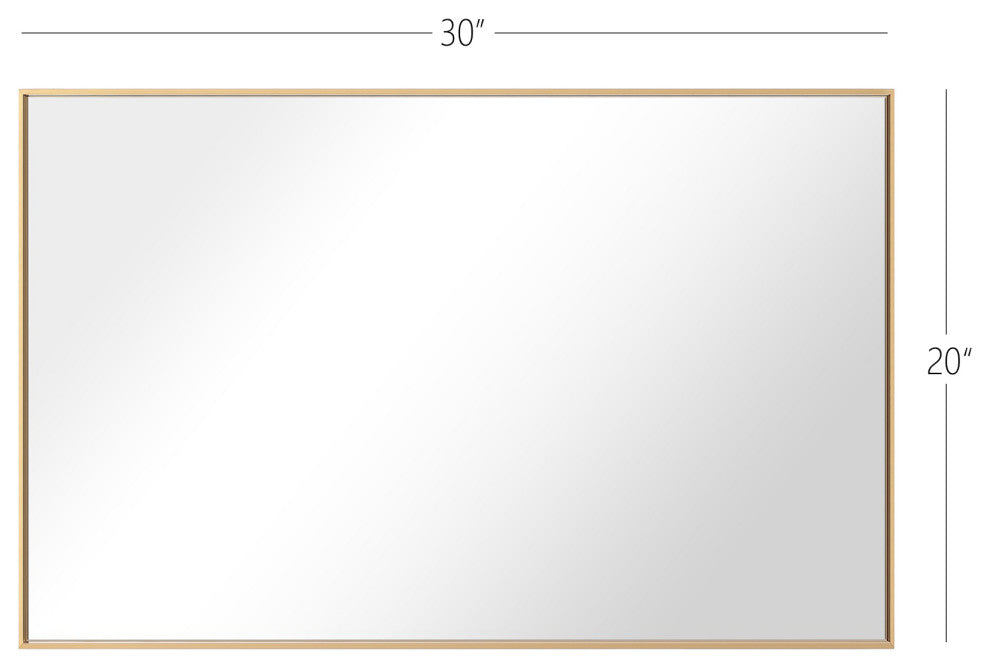 Rectangle Metal Framed Wall Mirror Bathroom Vanity Mirror, Gold, 20"x30