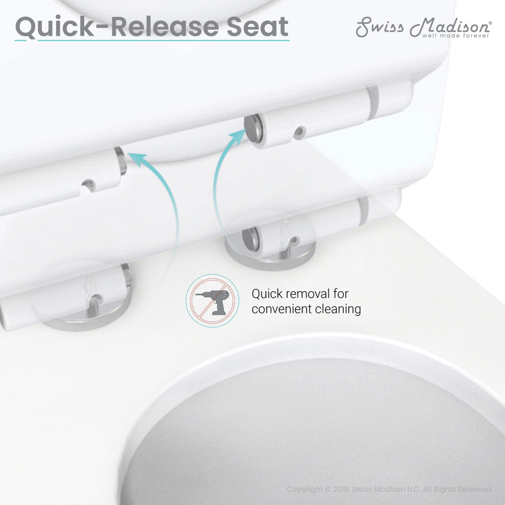 St. Tropez Elongated Toilet, Dual Vortex Flush, Glossy White