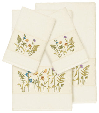 Serenity 4-Piece Embellished Towel Set, Cream