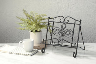 Metal Swirls Cookbook Stand, Black