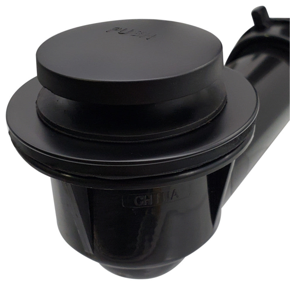 White 1.5" Tubular Tip Toe Bath Waste In Powder Coated White, Powder Coated Flat Black