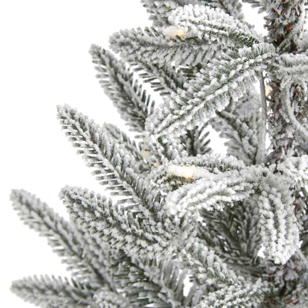 3' Flocked Manchester Spruce Faux Xmas Tree W/ 50 Lights & 133 Bendable Branches