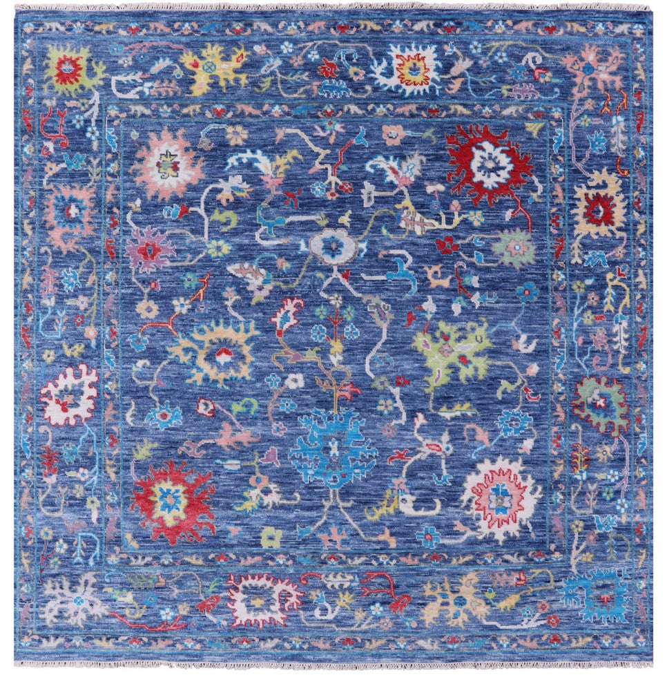 9' Square Turkish Oushak Hand Knotted Wool Rug - Q13363