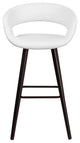 Modern 29" High Contemporary Cappuccino Wood Barstool in White Vinyl