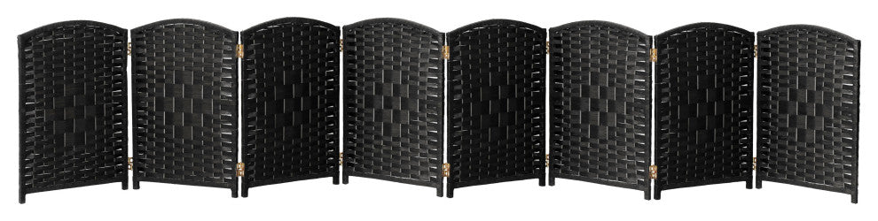 2 ft. Short Diamond Weave Fiber Room Divider Black 8 Panel