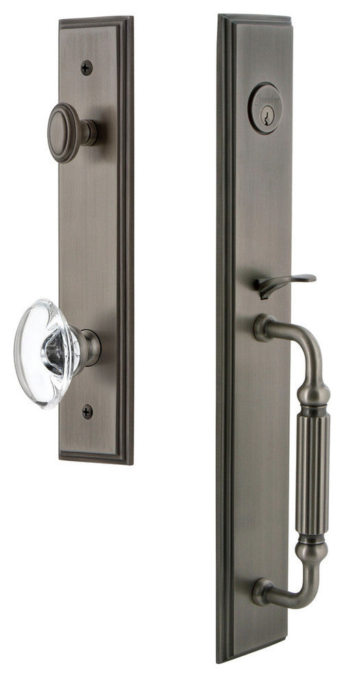 Carre' 1-Piece Dummy Handleset, F Grip and Provence Knob, Antique Pewter, 849146