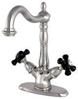 Kingston Brass Two-Handle Bathroom Faucet With Brass Pop-Up, Brushed Nickel