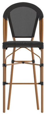 Marseille Stackable Indoor/Outdoor Bistro 30" High Barstool, Commercial Grade, Black/Natural Frame