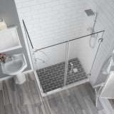 BromleyGS 54.25"-55.25"x32.375"x72" Frameless Corner Hinged Shower Enclosure