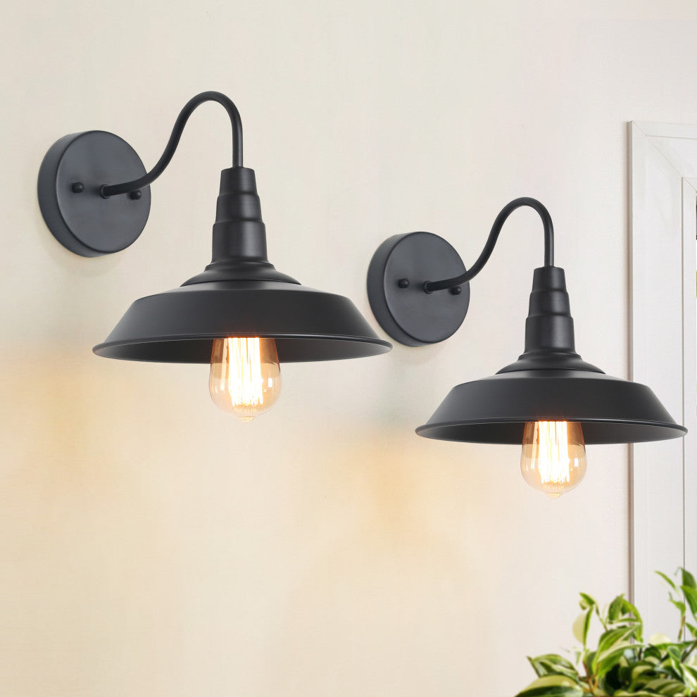 LNC 2-Pack Black Lamps Gooseneck Wall Sconces Barn Warehouse Industrial