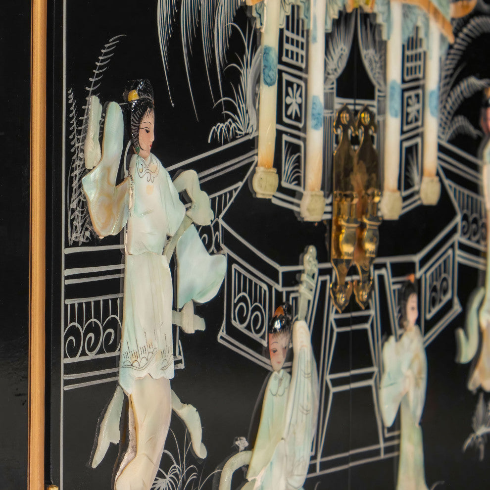 Black Lacquer Corner Cabinet Royal Ladies
