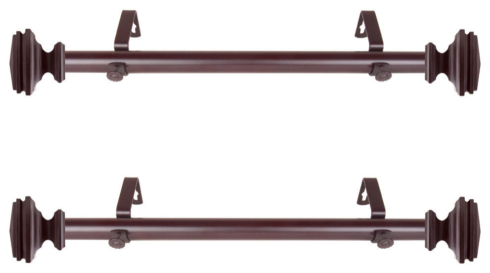 Wilson 1" Diameter Side Curtain Rod 12-20" Long, Set of 2, Mahogany