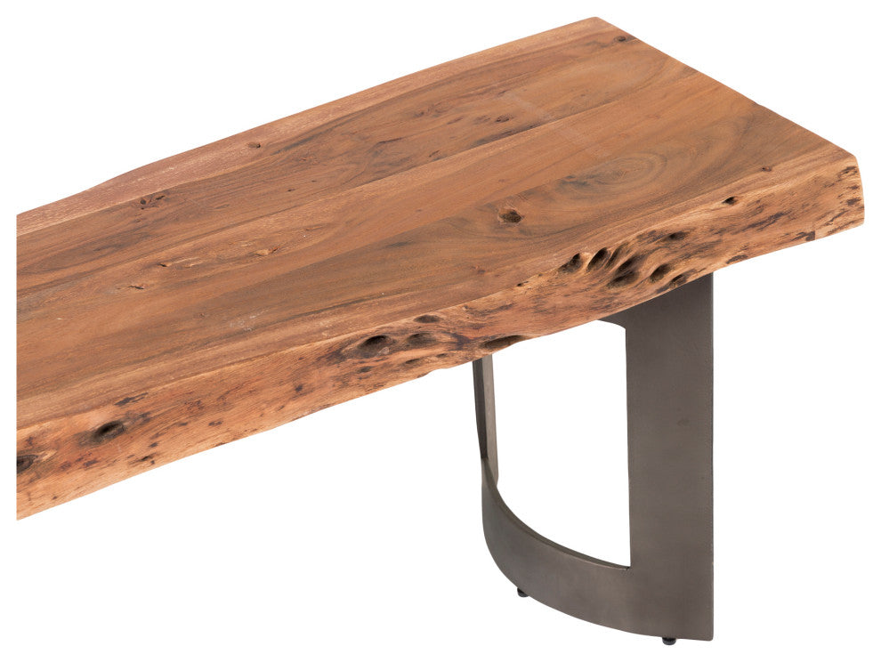 76 Inch Bench Extra Small Smoked Brown Industrial
