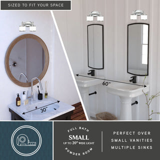 Carlisle 2-Light Vanity, Chrome/Frosted Opal Glass