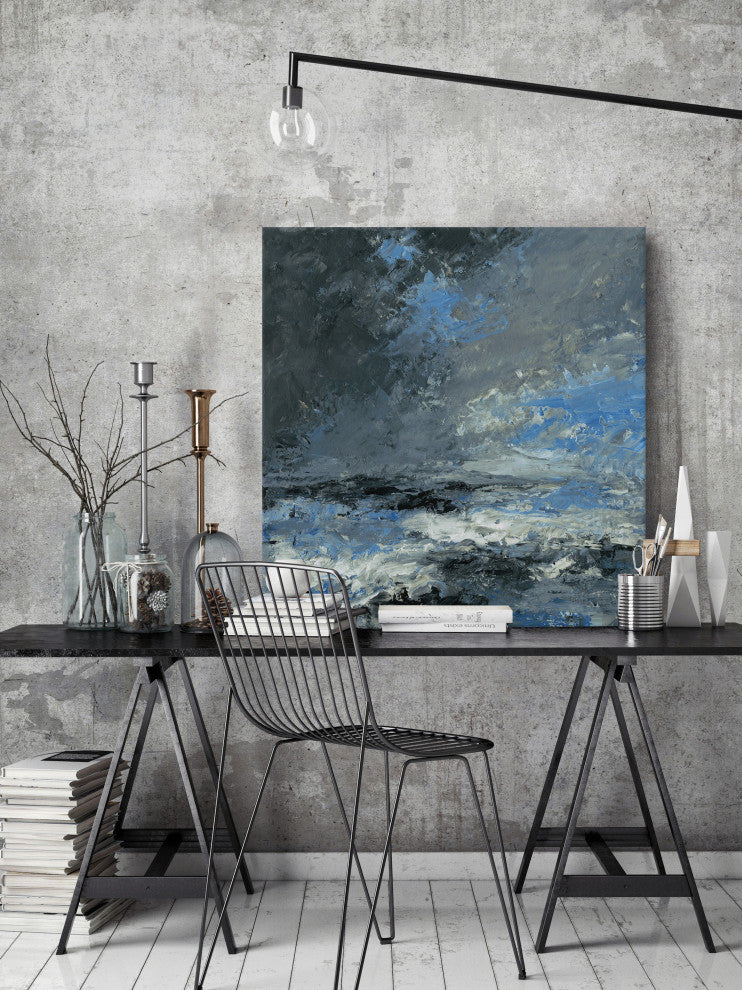 "Dark Stormy Clouds" Painting Print on Wrapped Canvas, 24"x24"