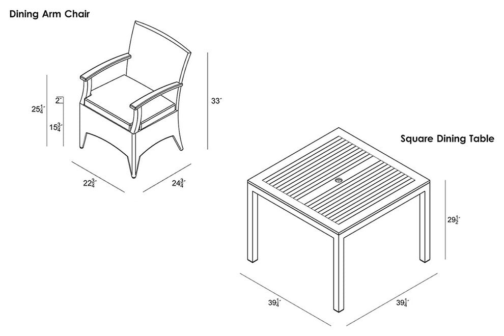 Arbor 5 Piece Arm Dining Set, Cast Lagoon