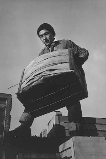 Unloading Produce Truck, Tsutomu Fuhunago- Canvas Poster 20" x 30"