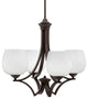 Zilo Uplight, 4 Light, Chandelier, Dark Granite Finish, 6" White Marble Glass