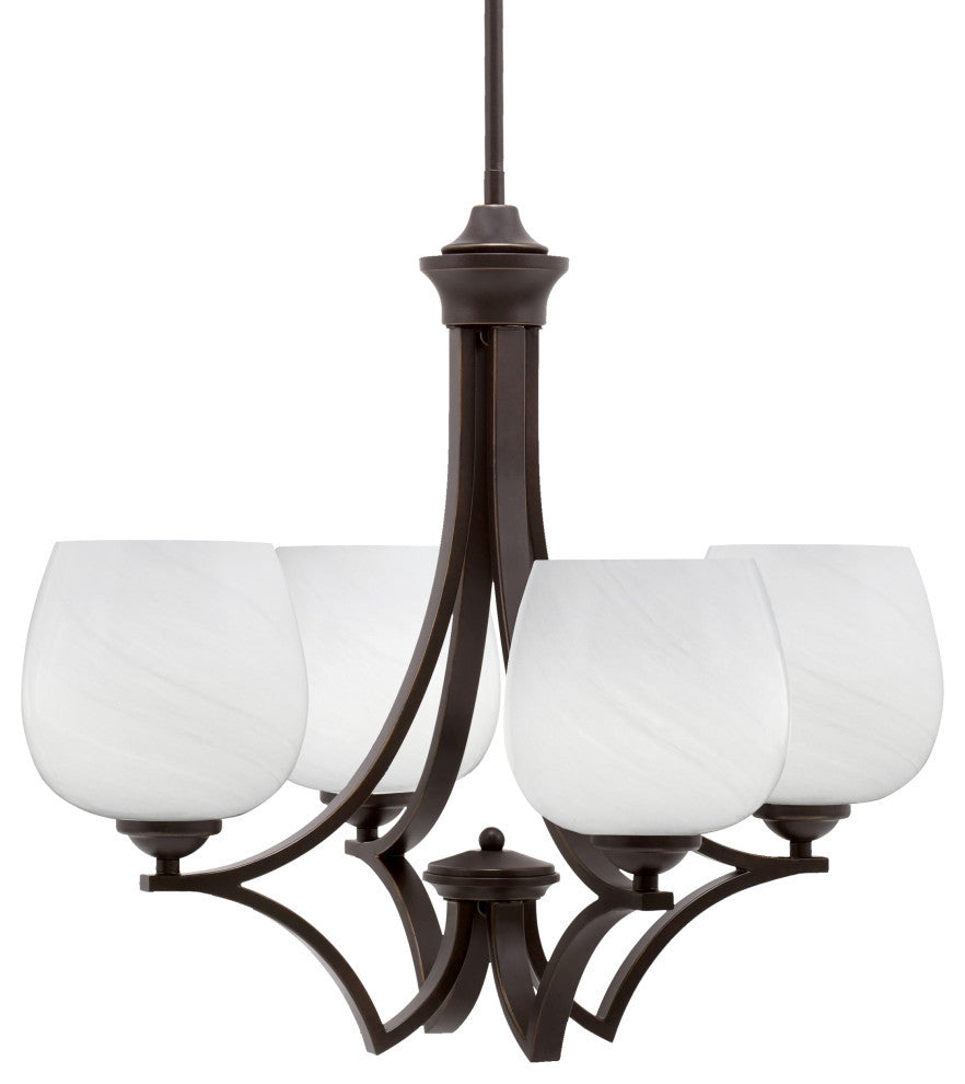 Zilo Uplight, 4 Light, Chandelier, Dark Granite Finish, 6" White Marble Glass