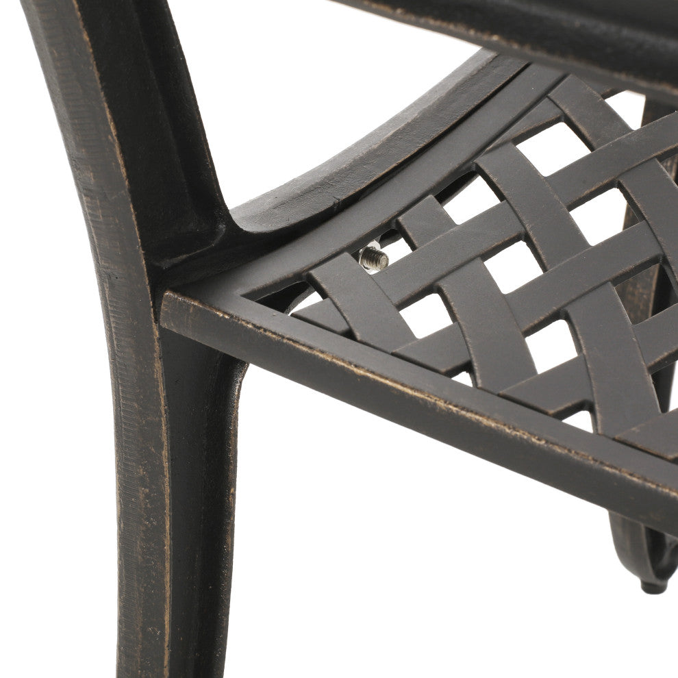 GDF Studio Augusta Outdoor Cast Aluminum Dining Chairs, Set of 2