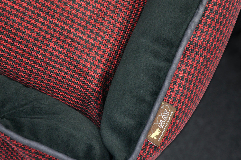 Lounge Bed Houndstooth, Red and Black, Small