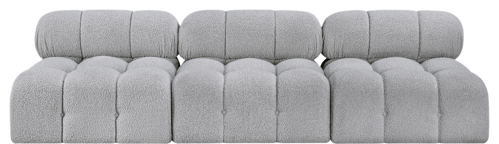 Ames Boucle Fabric Modular Sofa, Grey, 3-Piece: 3 Armless Chair