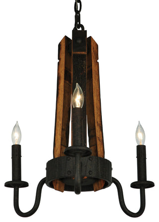 17 Wide Barrel Stave Madera 3 Light Chandelier