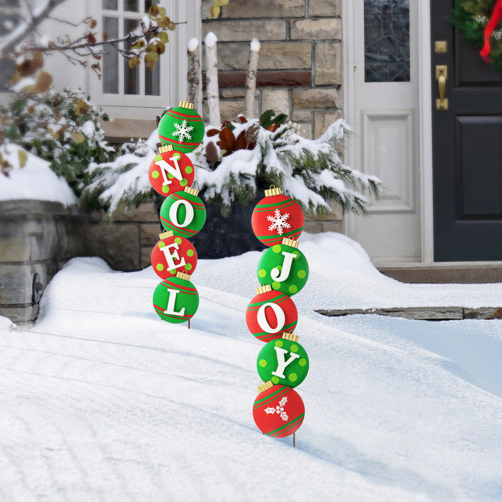 Metal JOY & NOEL Ornament Yard Stake, 2-Piece Set