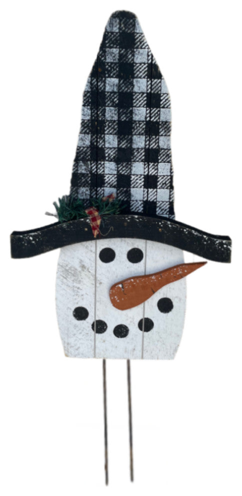 28" Plaid Snowman With Rods
