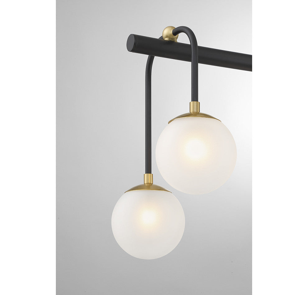 Couplet 8-Light Linear Chandelier, Matte Black With Warm Brass Accents