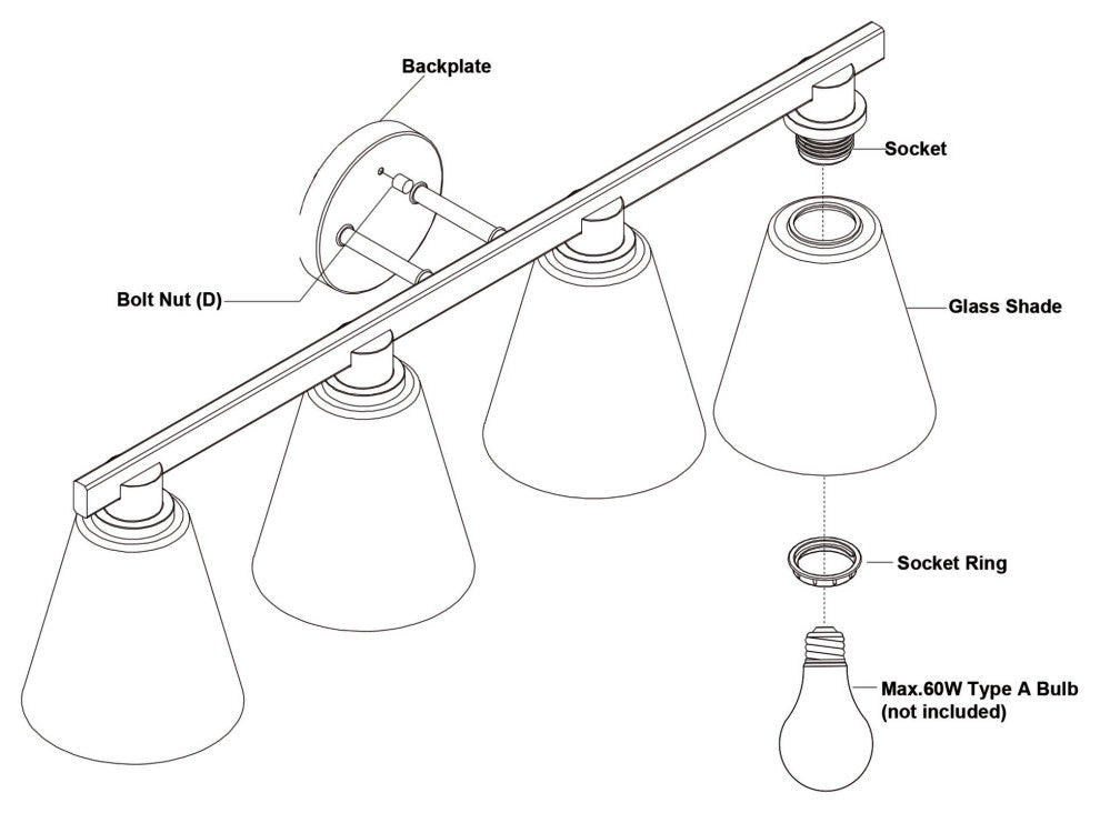 Vaxcel Lighting W0407 Vermont 4 Light 32"W Vanity Light - Matte Black / Satin