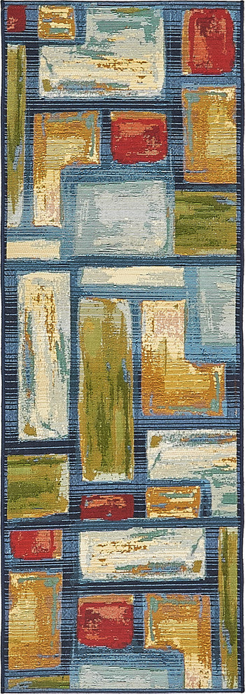 Unique Loom Multicolored Cubed Outdoor 2' 0 x 6' 0 Runner Rug