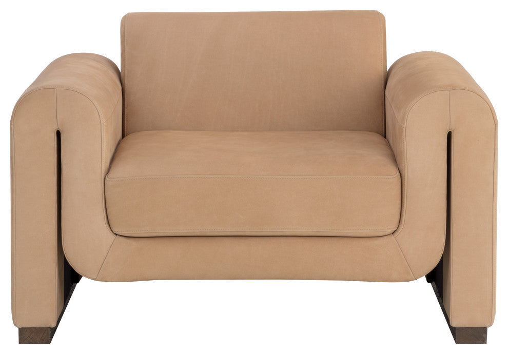 Romer Armchair, Distressed Brown, Nubuck Tan Leather