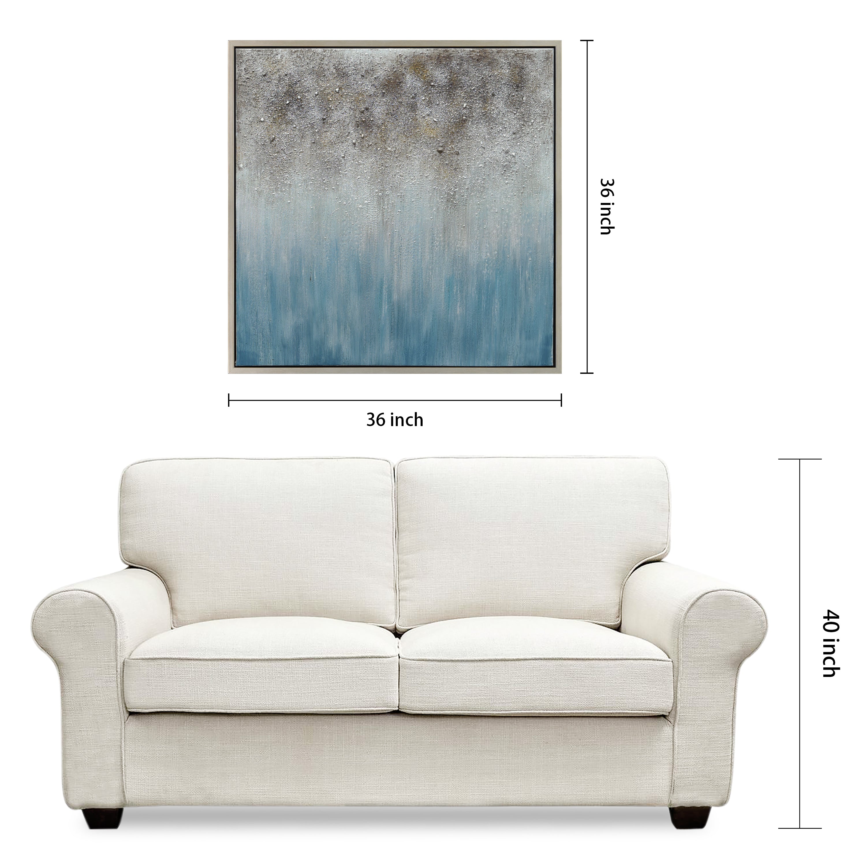 Blue Shadow Abstract Textured Metallic Hand Painted Wall Art by Martin Edwards