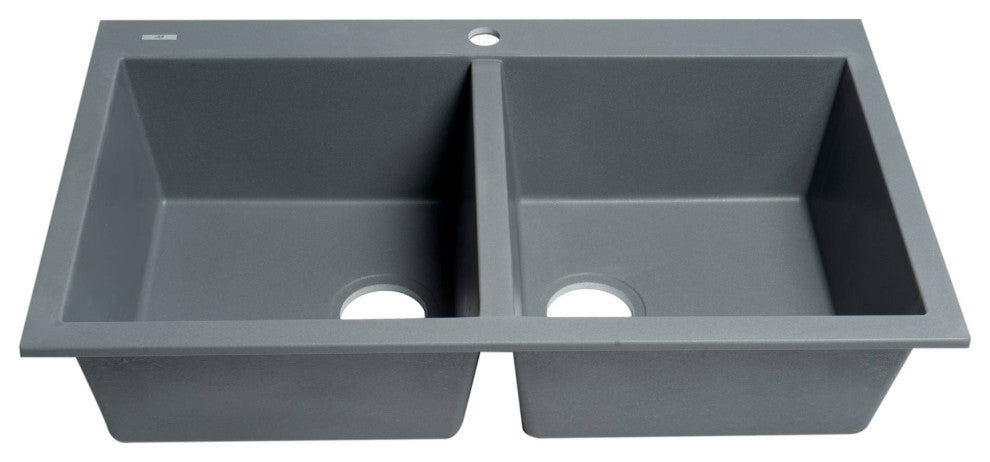 Titanium 34" Drop-In Double Bowl Granite Composite Kitchen Sink