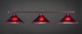 Square 3-Light Bar, Dark Granite/Raspberry Crystal