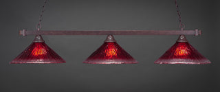 Square 3-Light Bar, Dark Granite/Raspberry Crystal