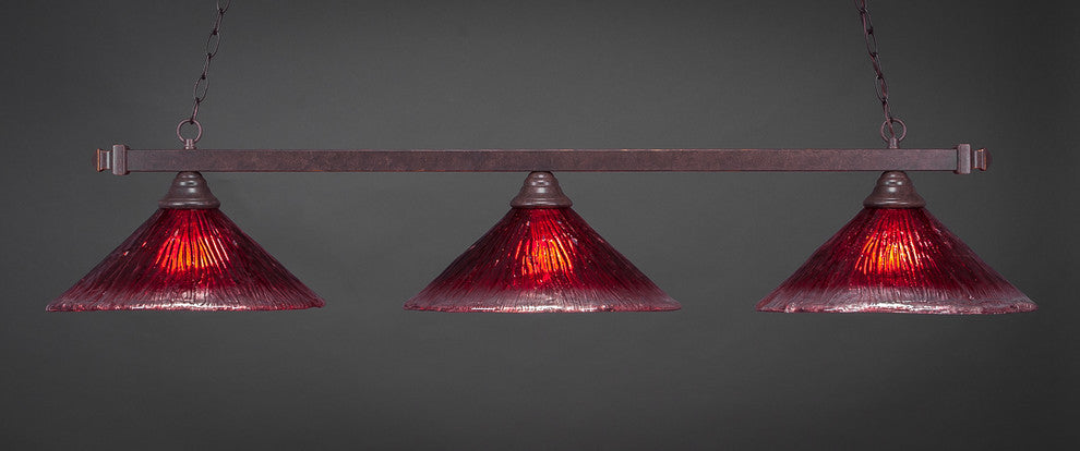 Square 3-Light Bar, Dark Granite/Raspberry Crystal
