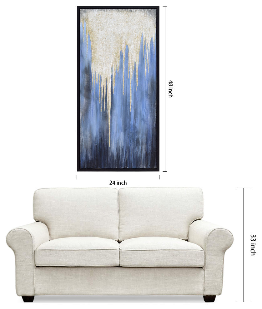 Snowy Drip 1 Textured Metallic Hand Painted Framed Wall Art by Martin Edwards