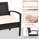 Costway 3PC Outdoor Patio Rattan Furniture Set Storage Table Cushioned Black