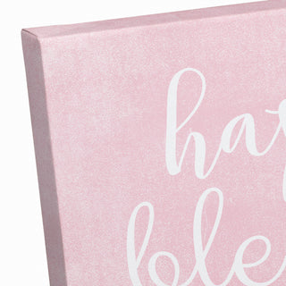 Happy Blessed Loved Pink 12x12 Canvas Wall Art
