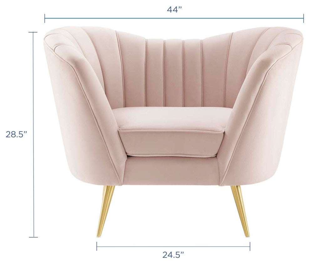 Armchair Accent Chair, Velvet, Pink, Modern, Living Lounge Hotel Hospitality